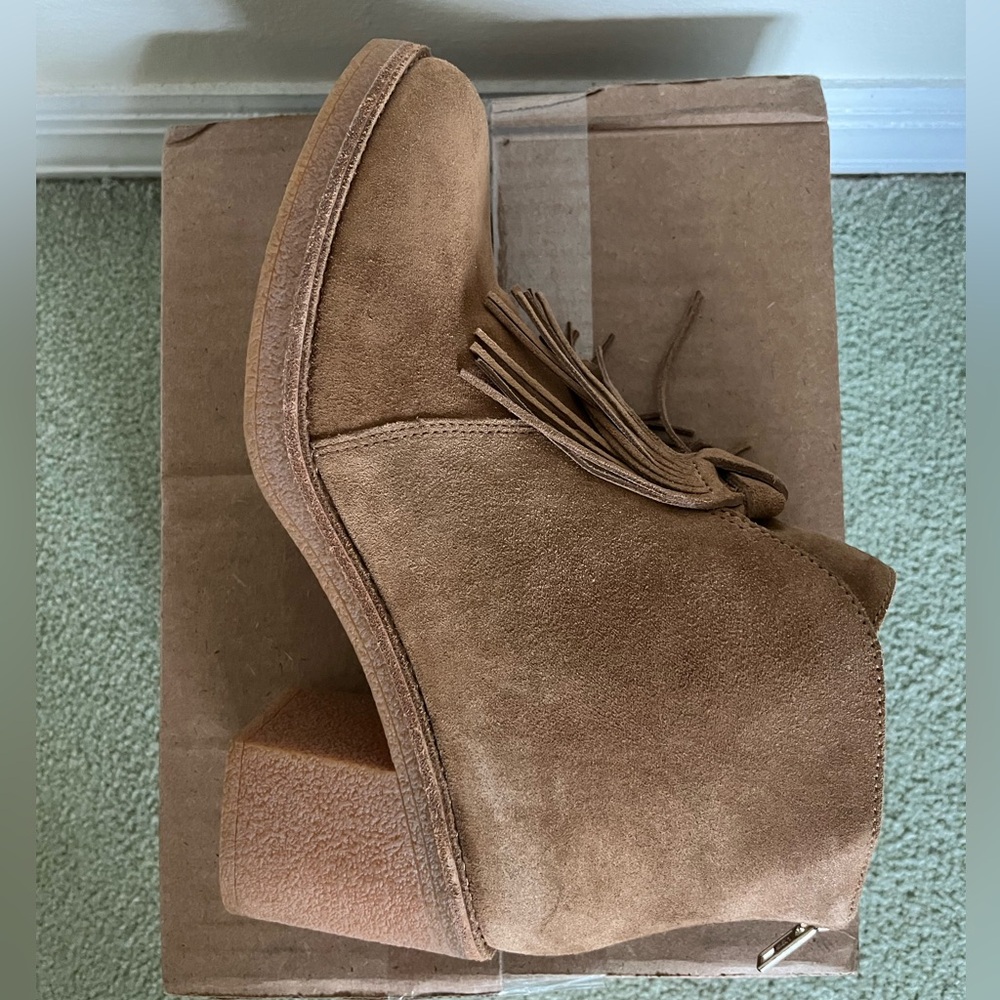 UGG Reeza Fringe Ankle Boots 1018642 Chestnut Suede Size 10 EUC - Picture 6 of 9